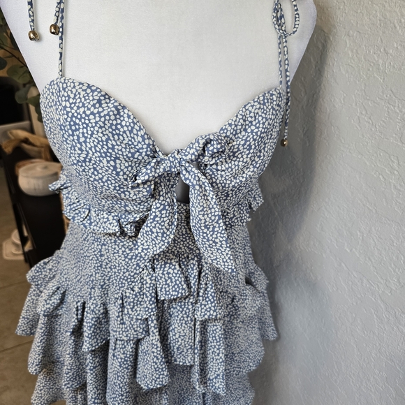 Mable Spaghetti Strap Polka Dot Mini Dress Open Front Size S - Picture 10 of 11